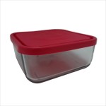 Glass casserole, square, Eljado, capacity 1.05 l, plastic cover